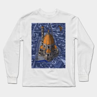 San Lorenzo Florence Italy Whimsical Illustration Long Sleeve T-Shirt